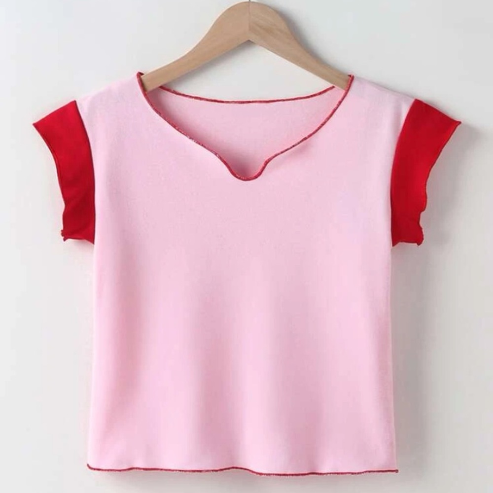 Pink & Red Baby tee full length